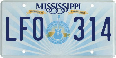 MS license plate LFO314