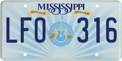 MS license plate LFO316