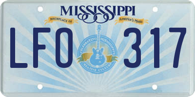 MS license plate LFO317