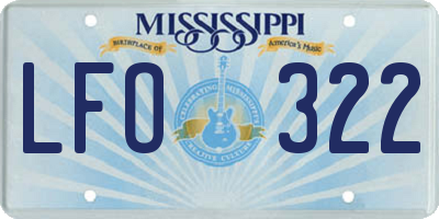 MS license plate LFO322