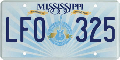MS license plate LFO325