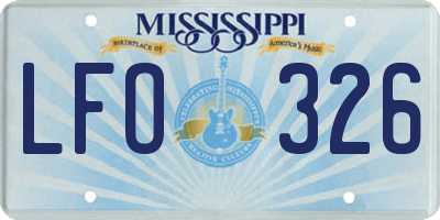 MS license plate LFO326