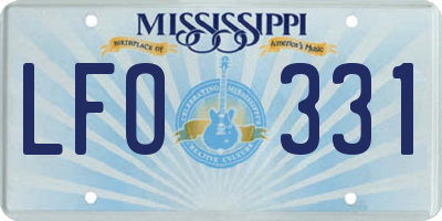 MS license plate LFO331