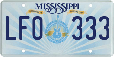 MS license plate LFO333