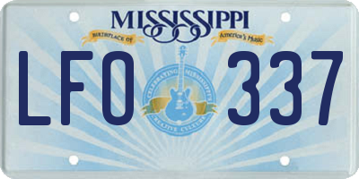 MS license plate LFO337