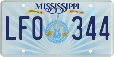 MS license plate LFO344