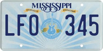 MS license plate LFO345