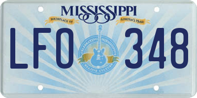 MS license plate LFO348