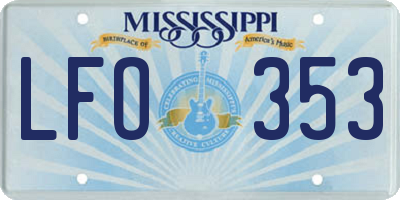 MS license plate LFO353