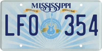 MS license plate LFO354