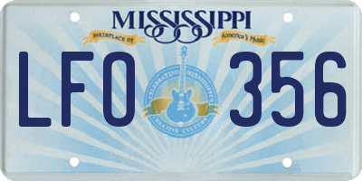 MS license plate LFO356