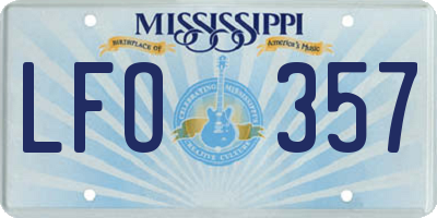MS license plate LFO357