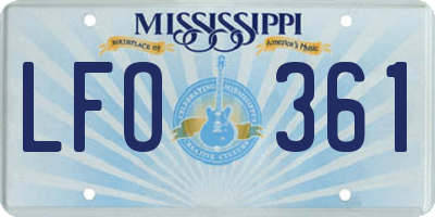 MS license plate LFO361