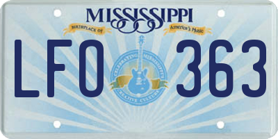 MS license plate LFO363