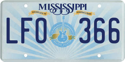 MS license plate LFO366