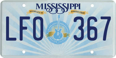 MS license plate LFO367