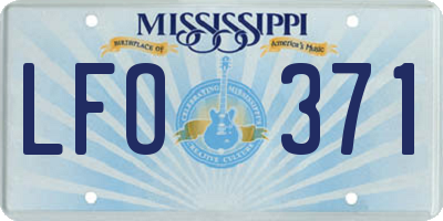 MS license plate LFO371
