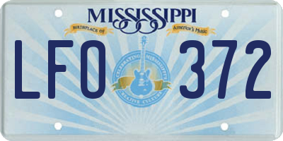 MS license plate LFO372