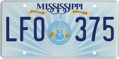 MS license plate LFO375