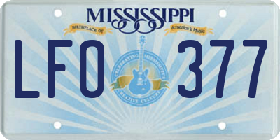 MS license plate LFO377