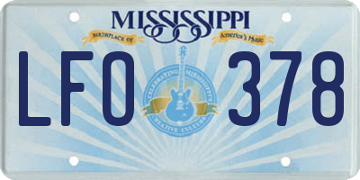 MS license plate LFO378