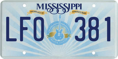 MS license plate LFO381