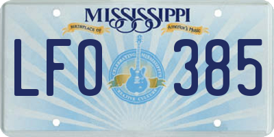 MS license plate LFO385