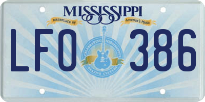 MS license plate LFO386