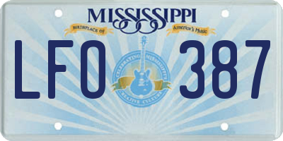 MS license plate LFO387
