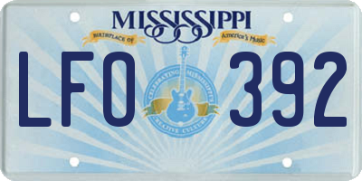 MS license plate LFO392