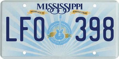 MS license plate LFO398