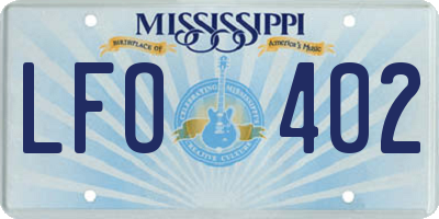 MS license plate LFO402