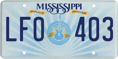 MS license plate LFO403