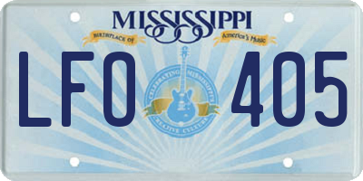 MS license plate LFO405