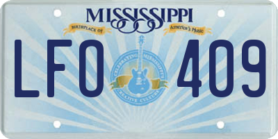 MS license plate LFO409