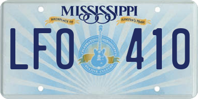 MS license plate LFO410
