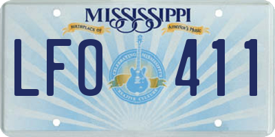 MS license plate LFO411