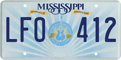MS license plate LFO412