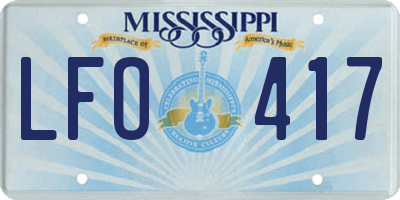 MS license plate LFO417