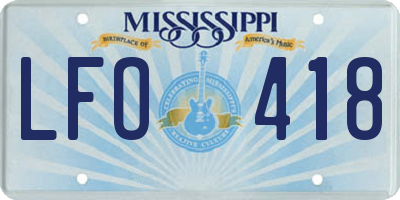 MS license plate LFO418