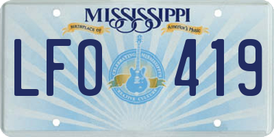 MS license plate LFO419
