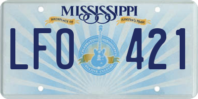 MS license plate LFO421