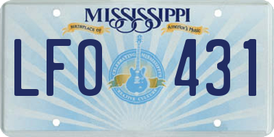 MS license plate LFO431