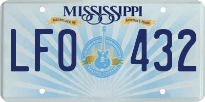 MS license plate LFO432