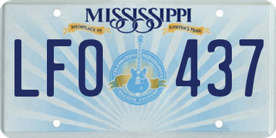 MS license plate LFO437