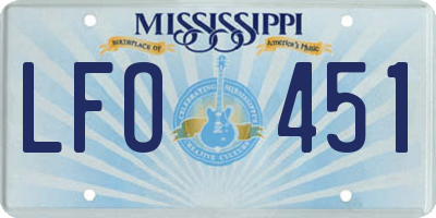 MS license plate LFO451