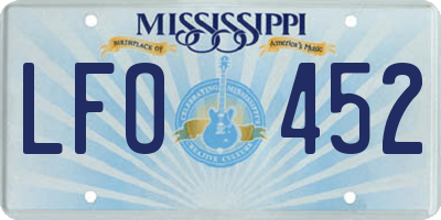 MS license plate LFO452