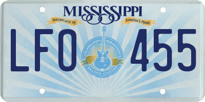 MS license plate LFO455