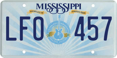MS license plate LFO457