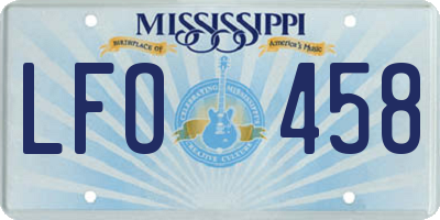 MS license plate LFO458